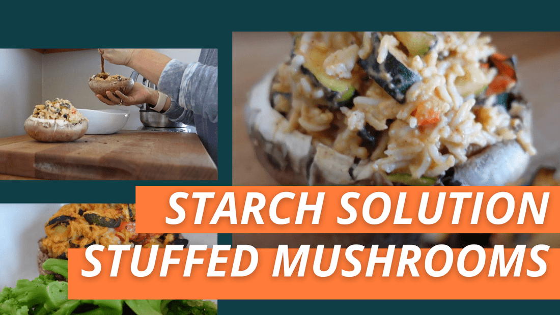Starch Solution Rice Stuffed Mushrooms Full and Fulfilled Recipe fullandfulfilled 50 50 plate 50/50 bowl starch solution McDougall Program 5050 diet wfpb vegan plant based fullandfulfilled